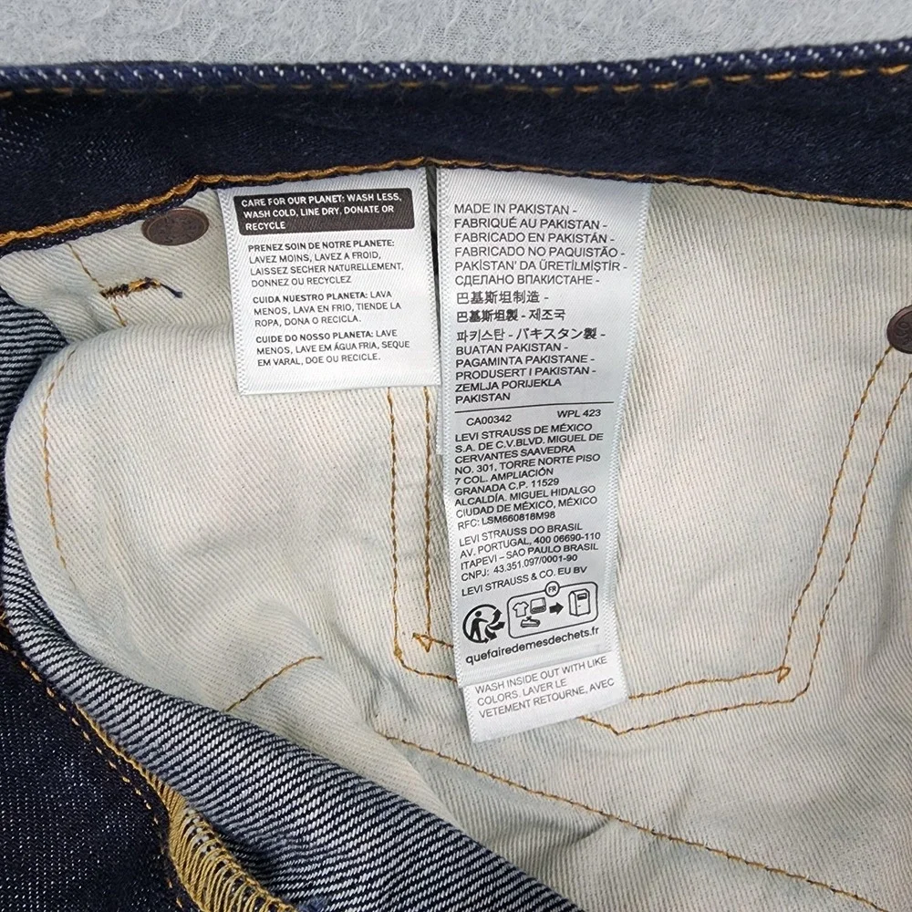 Levi's 505 Regular Jeans Mens 34x36 Dark Blue Wash Selvedge Straight Denim NWT
